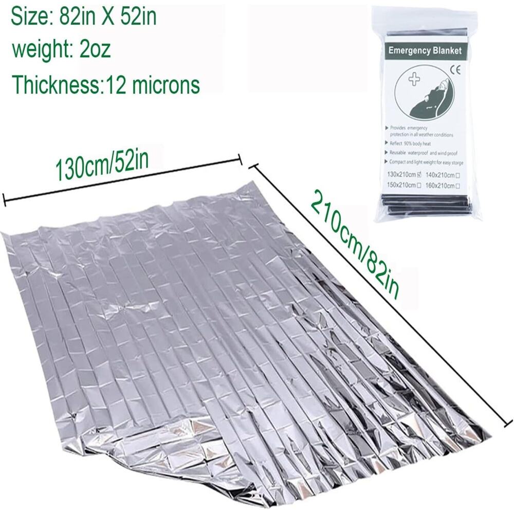 (2) 12 Pack Emergency Mylar Thermal Blankets for Outdoors, Thermal Foil Blanket - Picture 6 of 7